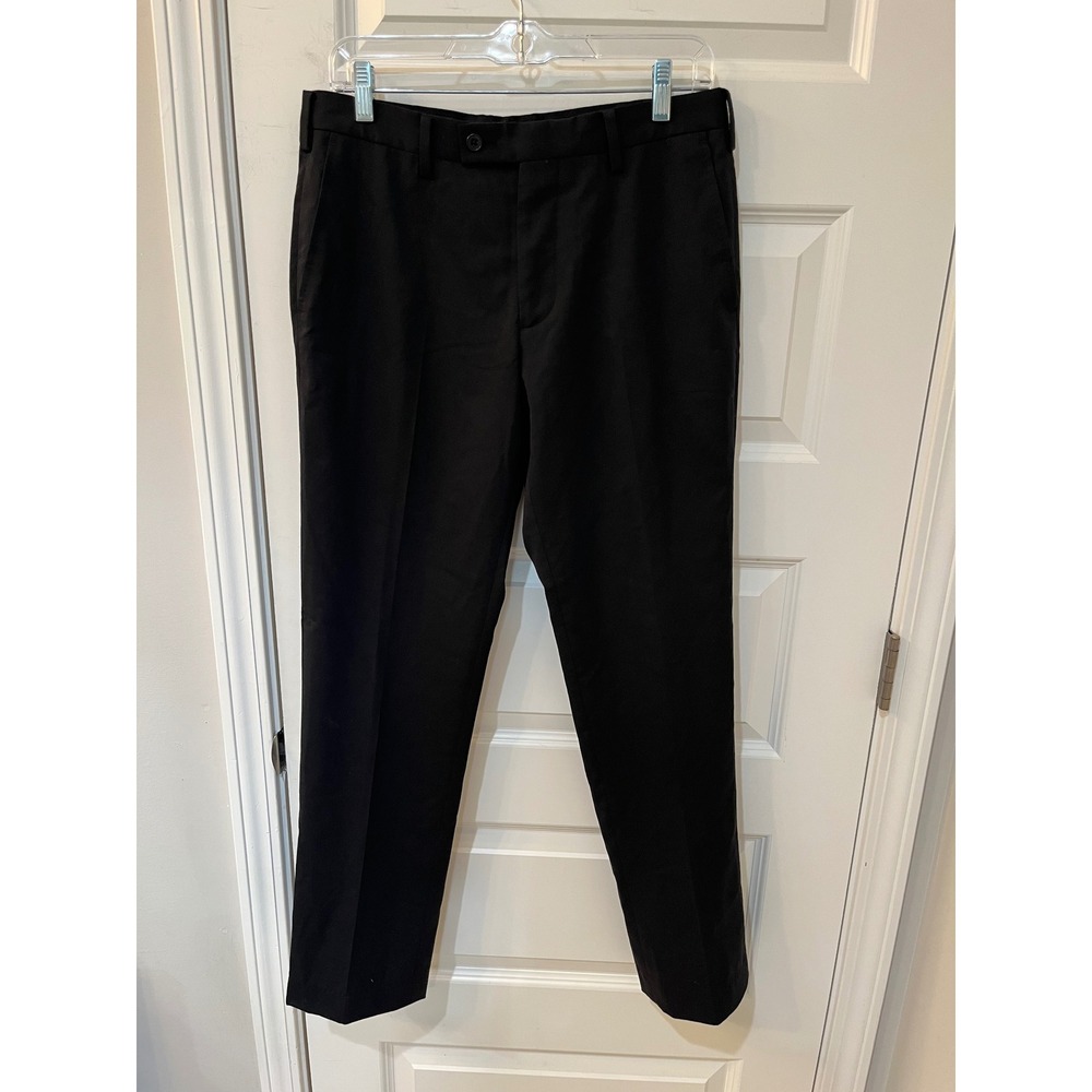 Uniqlo Mens Black Wool Blend Stretch Slim Fit Dress Pants Trousers‎ 30x30
